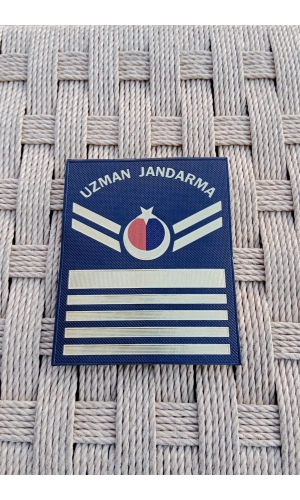 Uzman Jandarma 8 Kademe Lacivert Renkli 3D Termoplastik Kol Rutbe