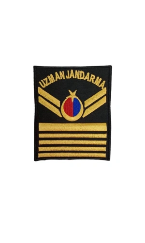 Uzman Jandarma 8 Kademe Siyah Zemin Harici ve Dahili Bez Nakis Kol Rutbe