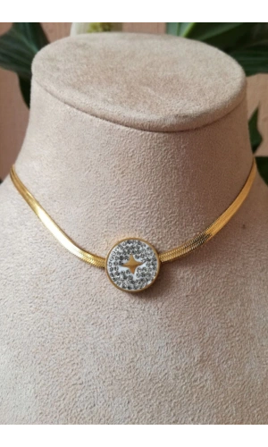 yuvarlak tasarim ince gold italyan zincirli altin renkli zirkon tasli kaliteli paslanmaz celik kolye stainless stell