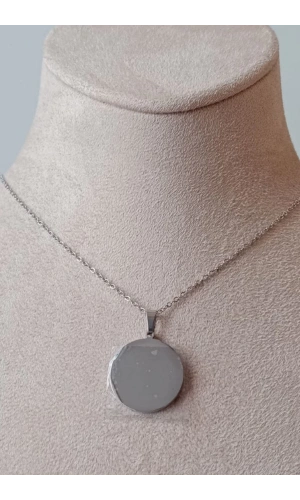 yuvarlak tasarim ince silver zincirli gumus renkli kaliteli paslanmaz celik kolye stainless stell