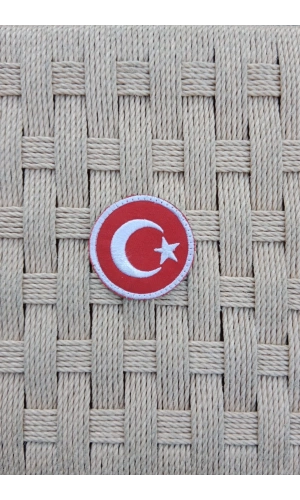 yuvarlak zemin ayyildiz nakis islemeli arma patch pec
