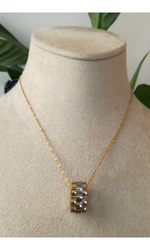 yuzuk tasarim ince zincirli altin renkli kaliteli paslanmaz celik kolye stainless stell