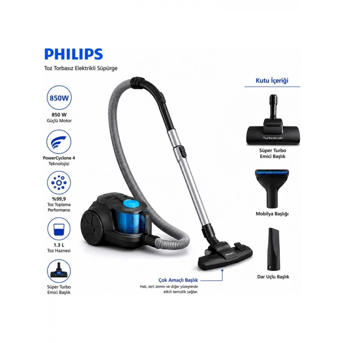 Philips BXA0058/00 XB2142/10 Toz Torbasız Süpürge + HDA150/161 Türk Kahve Makinesi Set