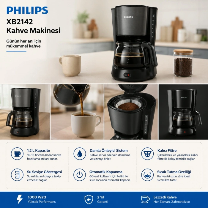 Philips BXA0058/00 XB2142/10 Toz Torbasız Süpürge + HDA150/161 Türk Kahve Makinesi Set
