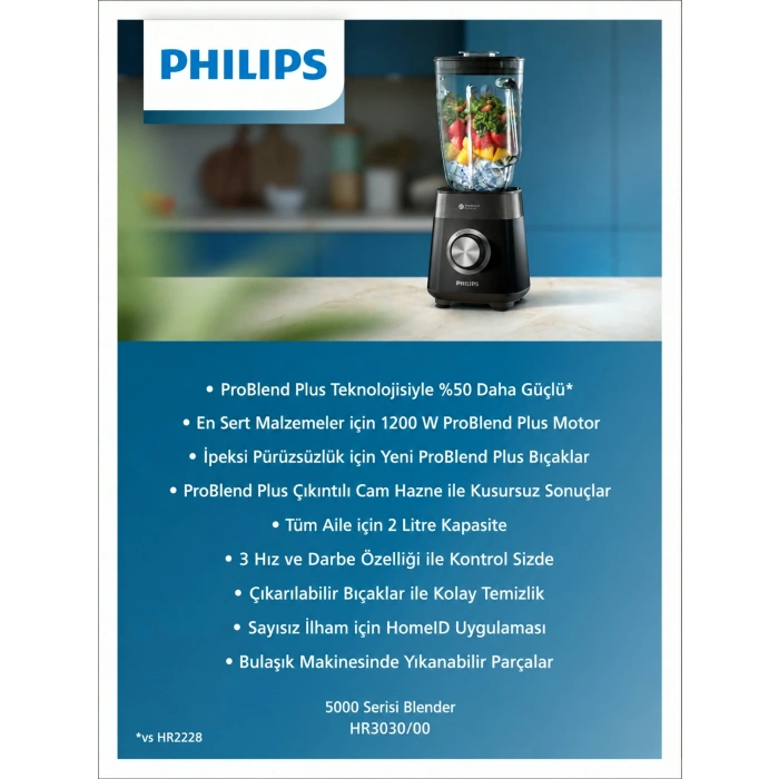 5000 Serisi Blender 1200W 2 Lt Kapasiteli ( SMOOTHİE ), HR3030/00 P294EEA.03263