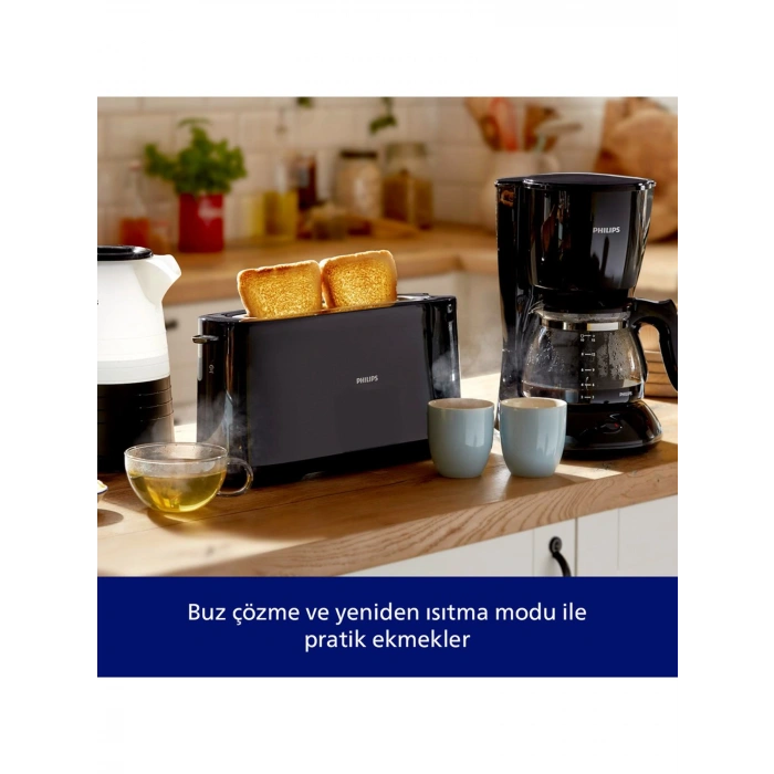 Philips Daily Collection Uzun Yuvalı Ekmek Kızartma Makinesi Siyah, HD2590/90