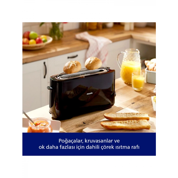 Philips Daily Collection Uzun Yuvalı Ekmek Kızartma Makinesi Siyah, HD2590/90