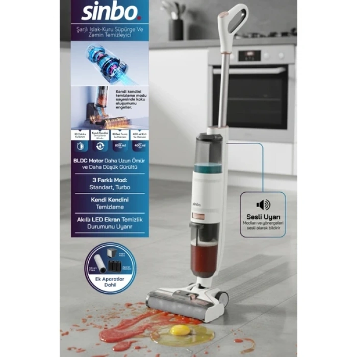 SİNBO SFC-4102 ISLAK-KURU YÜZEY TEMİZLEYİCİ BEYAZ