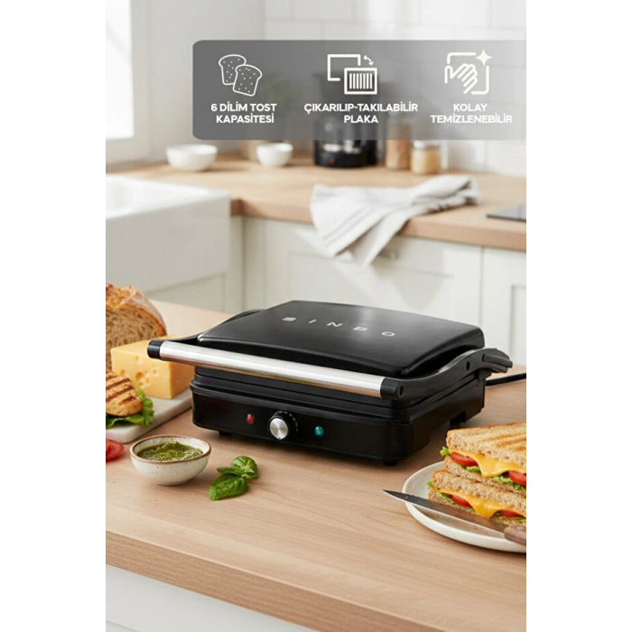SİNBO SSM-2571 TOST MAKİNESİ SİYAH