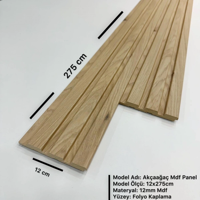Akçaağaç 12 cm MDF Duvar Kaplama Lambri Profil Paneli