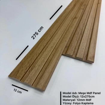 Meşe 12 cm MDF Duvar Kaplama Lambri Profil Paneli