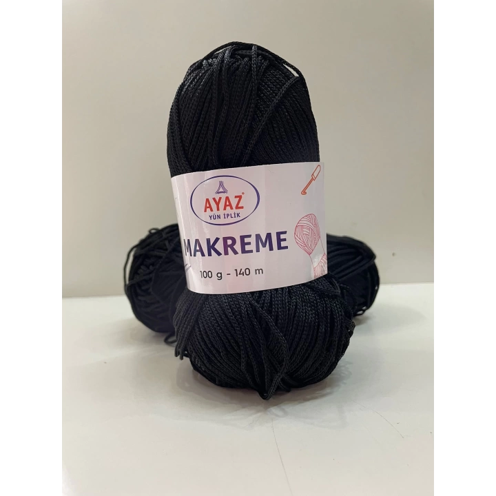 Ayaz Marka Siyah Polyester Makrome 100gr 1217