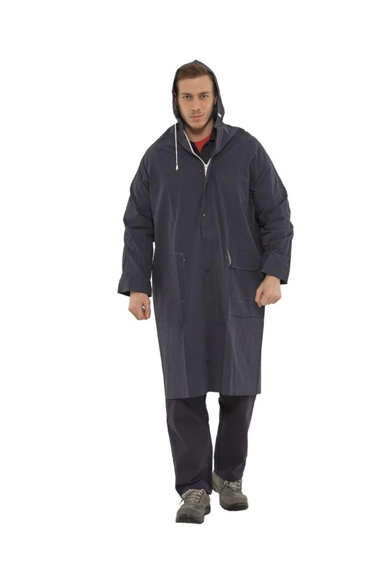 PVC Su Geçirmez Dikişsiz Astarlı İthal Uzun Yağmurluk Kapüşonlu ve Hafif Tasarım