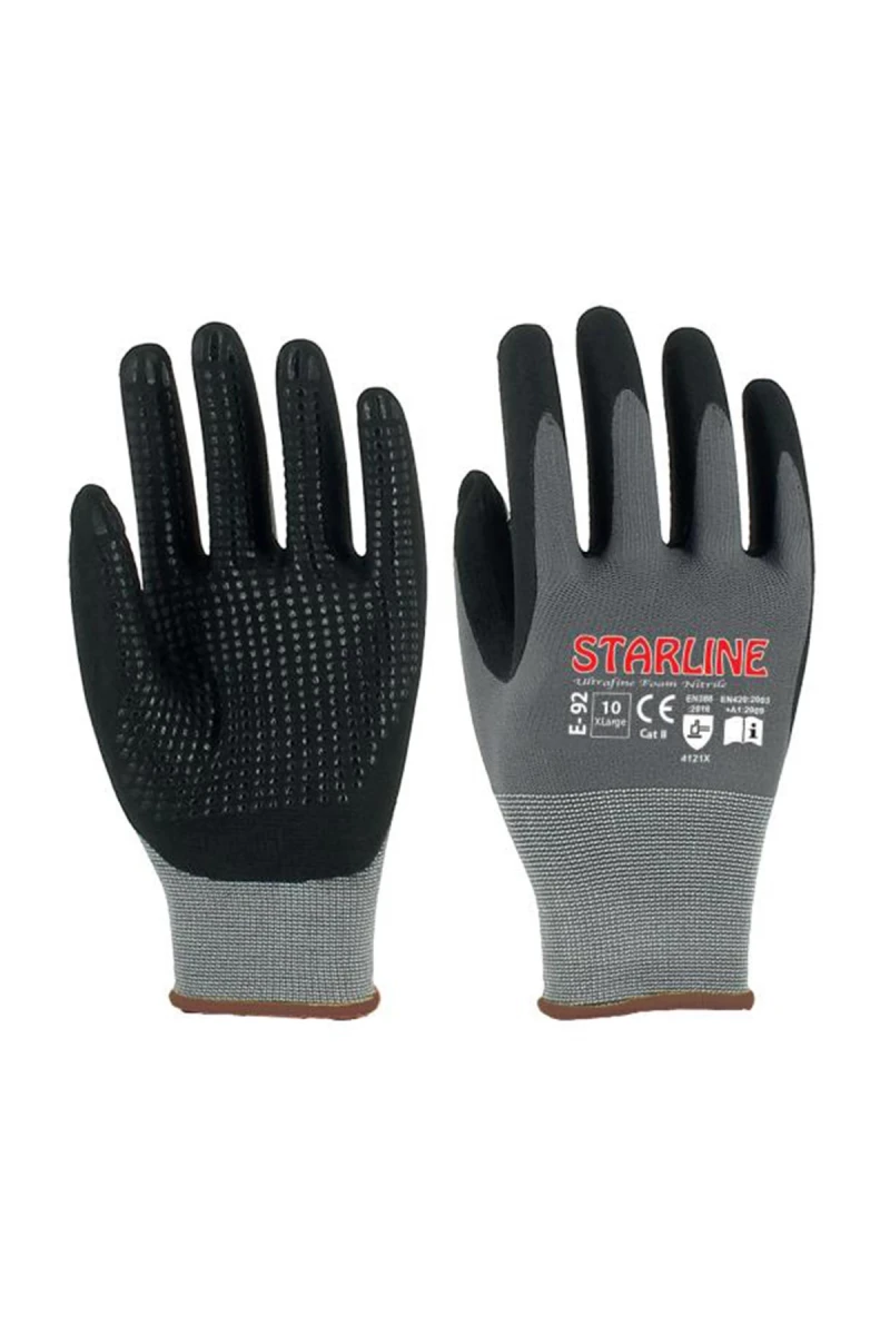 Starline E-92 Micro Köpük Puanlı Nitril Kaplamalı İş Eldiveni Yüksek Tutuş ve Dayanıklılık
