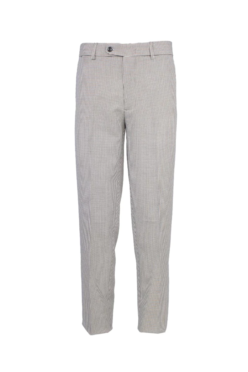 Kazayağı Desenli Klasik Flato Cepli Erkek Pantolon İş ve Genel Kullanım