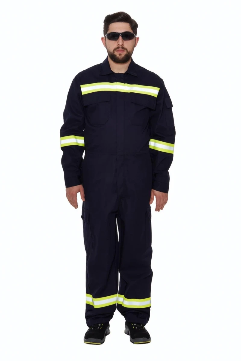 Alev Almaz Tulum Reflektörlü Koruyucu İş Tulumu Antistatik Yüksek Risk Alanlarına Uygun