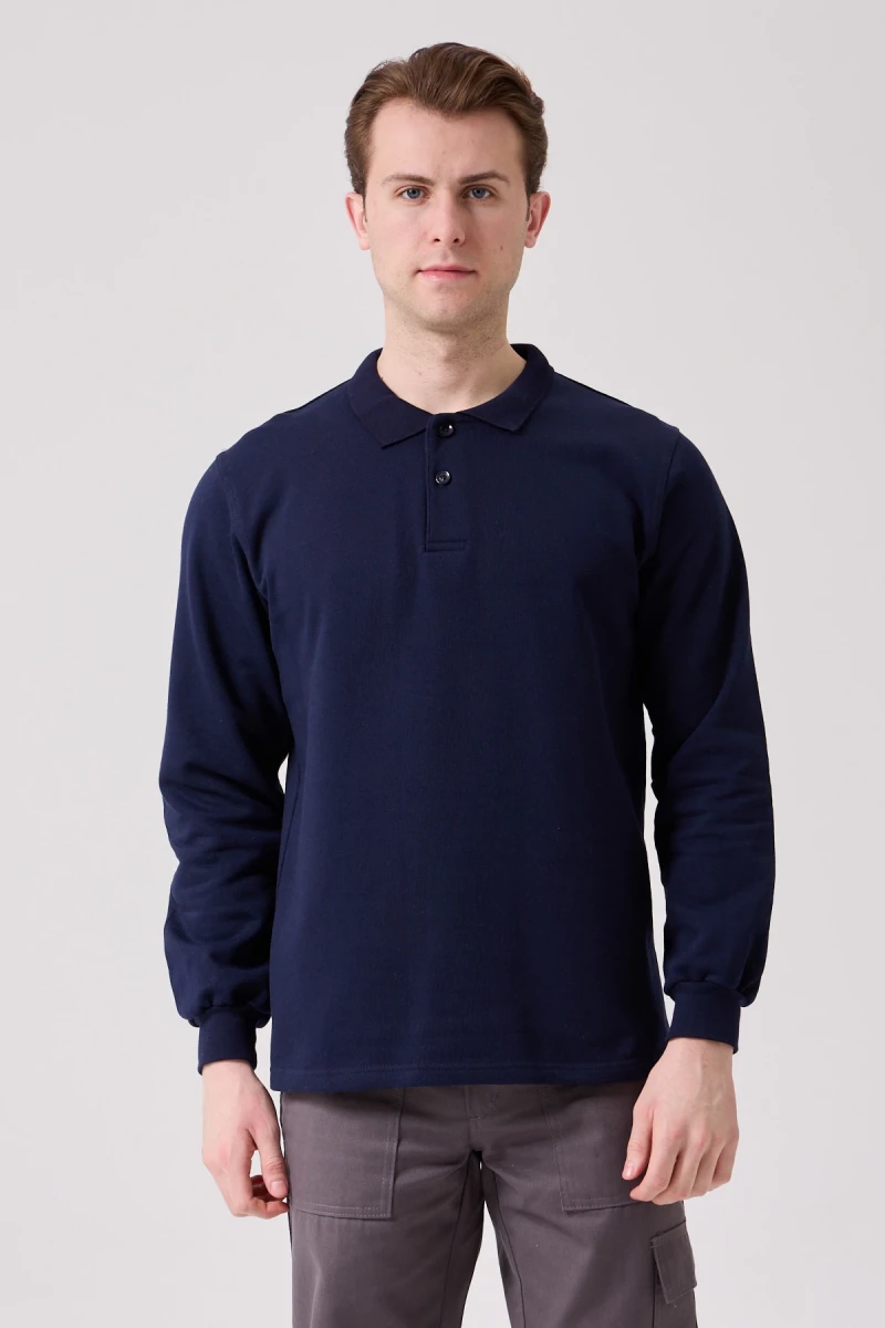Galanthus Polo Sweat Erkek Uzun Kollu Pamuklu Sweatshirt İş ve Günlük Kullanım İçin