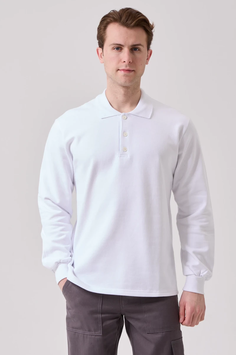 Galanthus Polo Sweat Erkek Uzun Kollu Pamuklu Sweatshirt İş ve Günlük Kullanım İçin