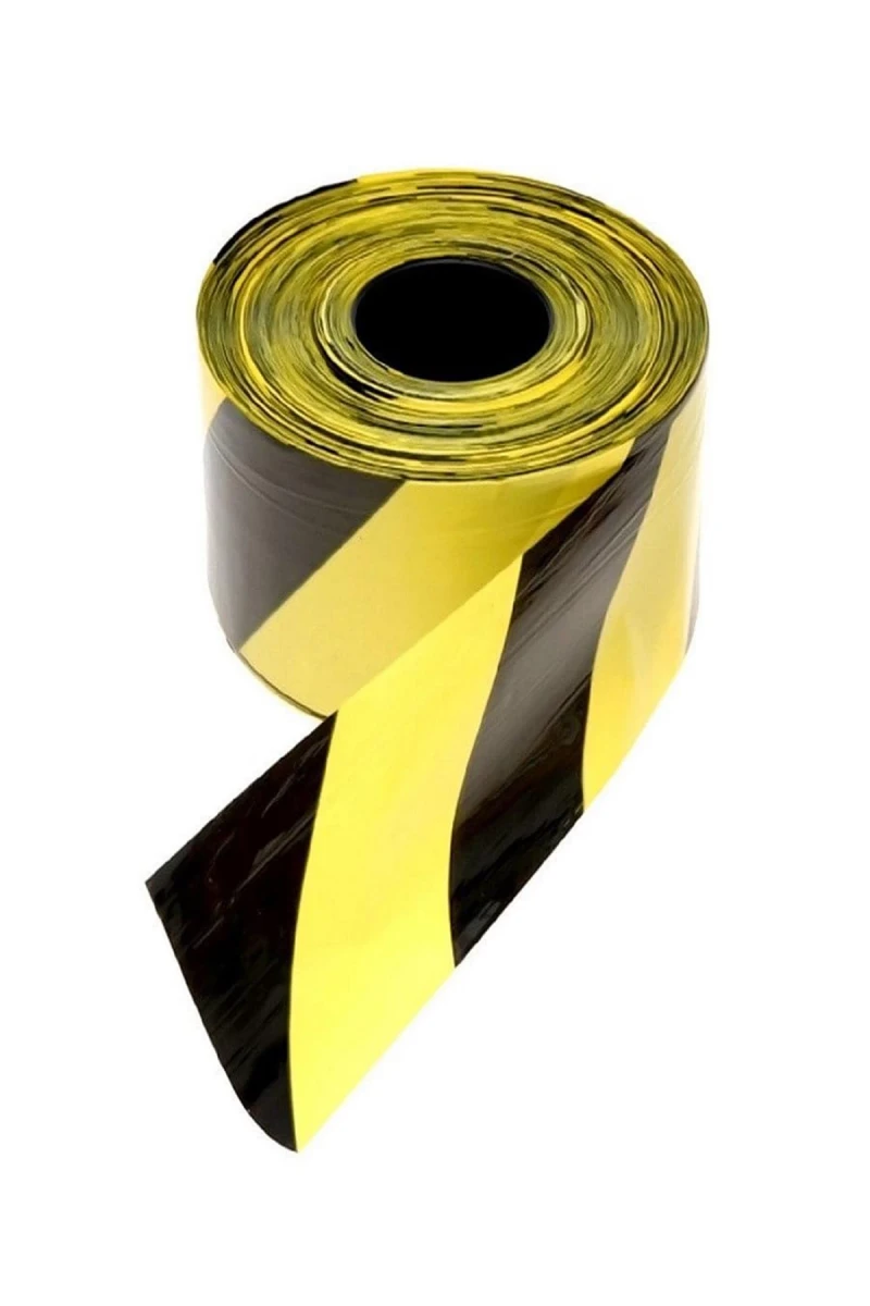 500 Metre Sarı Siyah Emniyet Şeridi Dayanıklı Uyarı ve Güvenlik Bandı