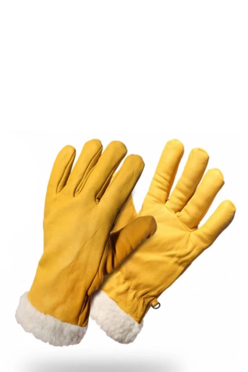 SHD İçi Kürklü Deri Eldiven Soğuk Havalara Uygun Isı Yalıtımlı Termal Astar Destekli Koruyucu Eldiven