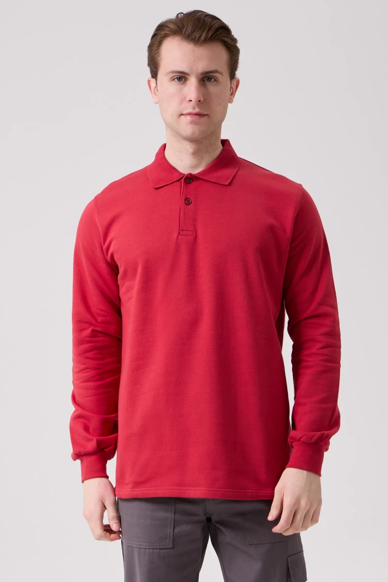 Galanthus Polo Sweat Erkek Uzun Kollu Pamuklu Sweatshirt İş ve Günlük Kullanım İçin