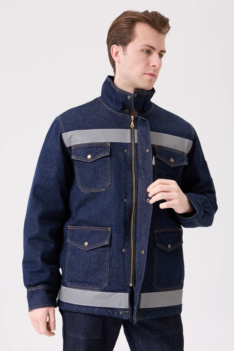 Buhara Mont Kot Kumaş Reflektörlü İş Montu Kışlık Erkek Soğuk Hava Dayanıklı Dış Giyim