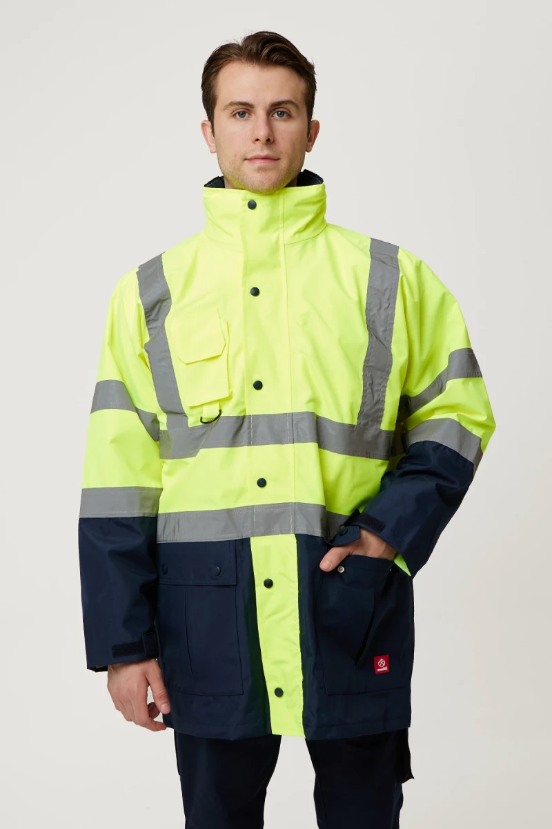 Eradium 5N1 Reflektörlü İş Güvenliği Parkası - Su ve Rüzgar Geçirmez, Yüksek Görünürlüklü Kışlık Mont