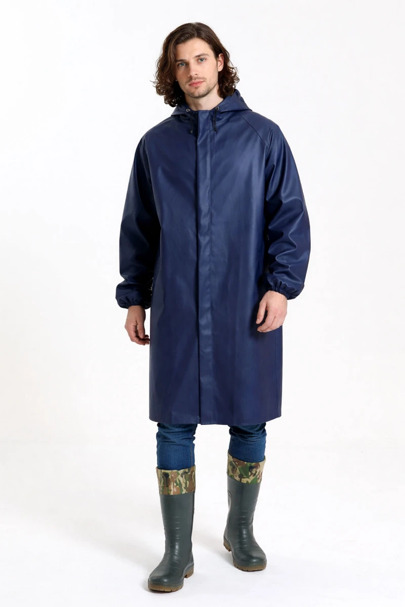 Yerli Diz Altı Pardesü - PVC Y-7600 LACİVERT