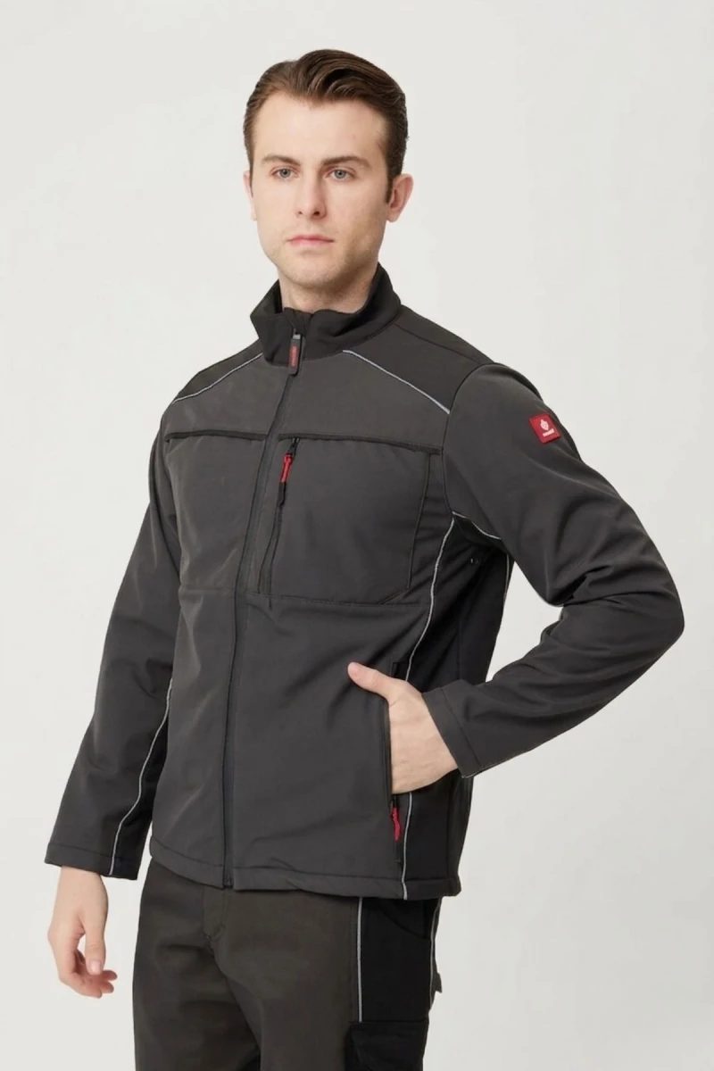 ALLIUM SOFTSHELL JACKET DARK GRAY-BLACK