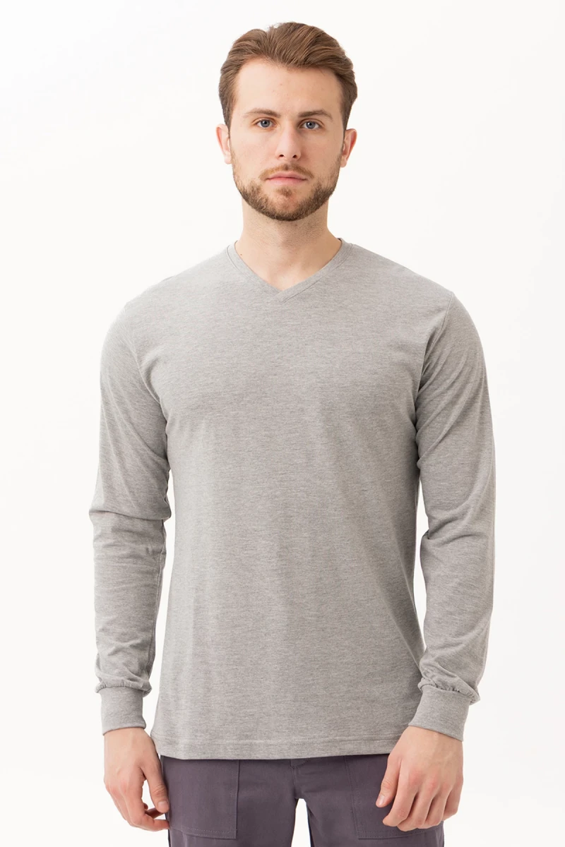 Gaura V Yaka Uzun Kollu T-Shirt - Pamuklu, Nefes Alabilir, Rahat Kesim, Günlük ve İş Kullanımı İçin
