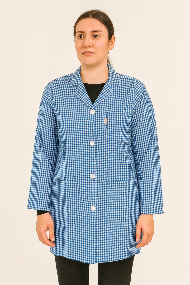 Pötikare Desenli Uzun Kollu Kadın Çalışma Önlüğü – Rahat, Dayanıklı ve Şık Model