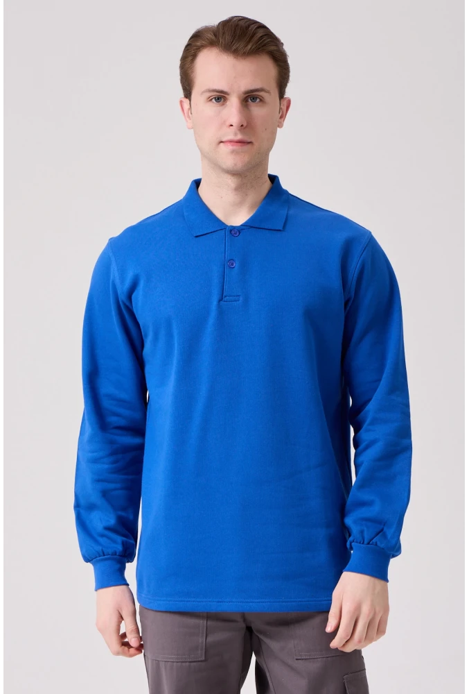 Galanthus Polo Sweat Erkek Uzun Kollu Pamuklu Sweatshirt İş ve Günlük Kullanım İçin