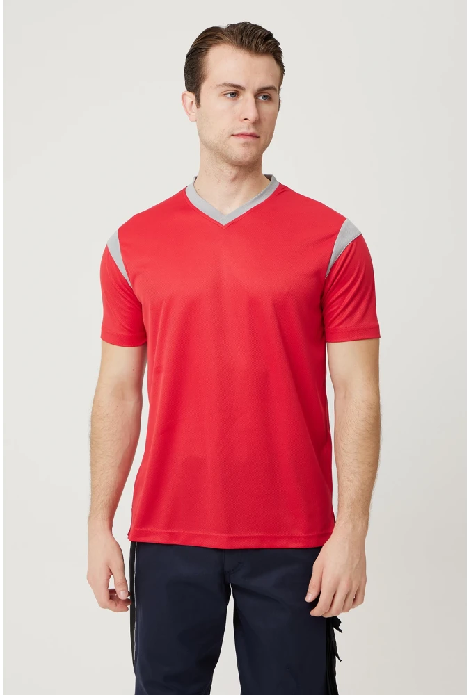 Allium V Yaka Tişört Nefes Alabilir Esnek ve Şık İş ve Günlük Kullanım İçin