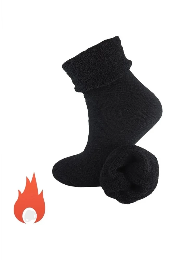 Kışlık Kalın Tabanlı Havlu Yünlü Sıcak Tutucu Çorap