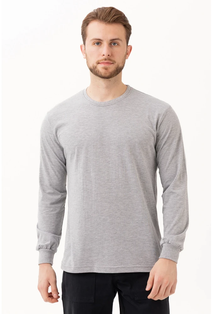 Gaura Gri Uzun Kollu Basic T-Shirt | Rahat ve Şık Tasarım | Günlük Kombinler İçin İdeal