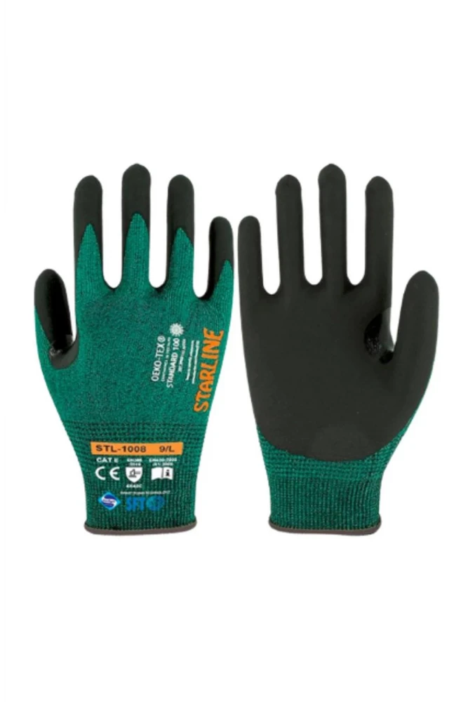 Starline STL-1008 Kesilmeye Dirençli İş Eldiveni Yüksek Koruma Sağlayan Kaymaz Nitril Kaplamalı