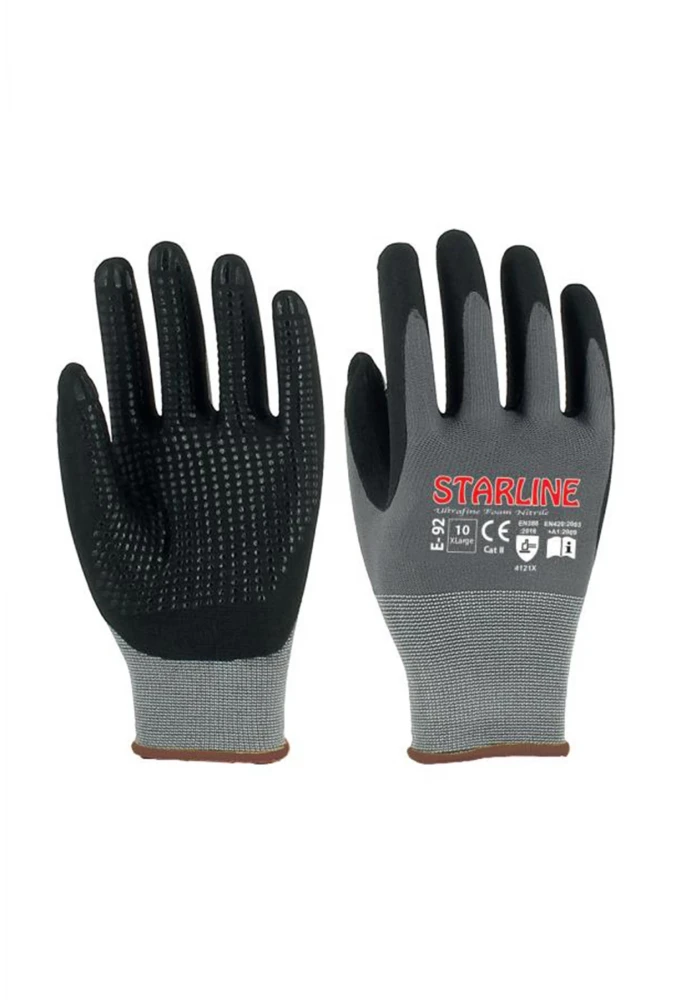 Starline E-92 Micro Köpük Puanlı Nitril Kaplamalı İş Eldiveni Yüksek Tutuş ve Dayanıklılık