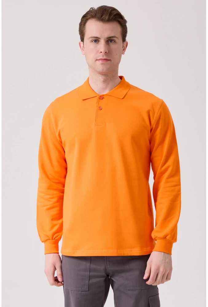 Galanthus Polo Sweat Erkek Uzun Kollu Pamuklu Sweatshirt İş ve Günlük Kullanım İçin