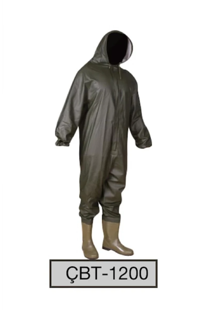 Yerli Çizme Kapüşonlu Boy Tulum ÇBT 1200 Su Geçirmez Tulum Yağmurluk Takım Balıkçı Bahçıvan