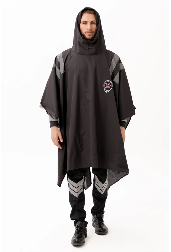 Güvenlik Kıyafeti KM Panço Su Geçirmez Reflektörlü Yağmurluk Kapüşonlu Korumalı Model