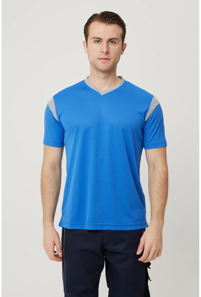 Allium V Yaka Tişört Nefes Alabilir Esnek ve Şık İş ve Günlük Kullanım İçin