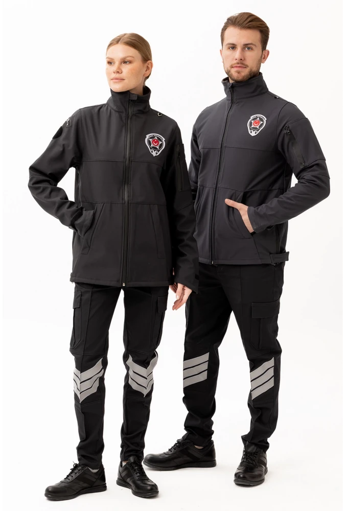 Güvenlik Kıyafetleri KM-Softshell Mont Su ve Rüzgar Geçirmez, Nefes Alabilen Özel Güvenlik Montu