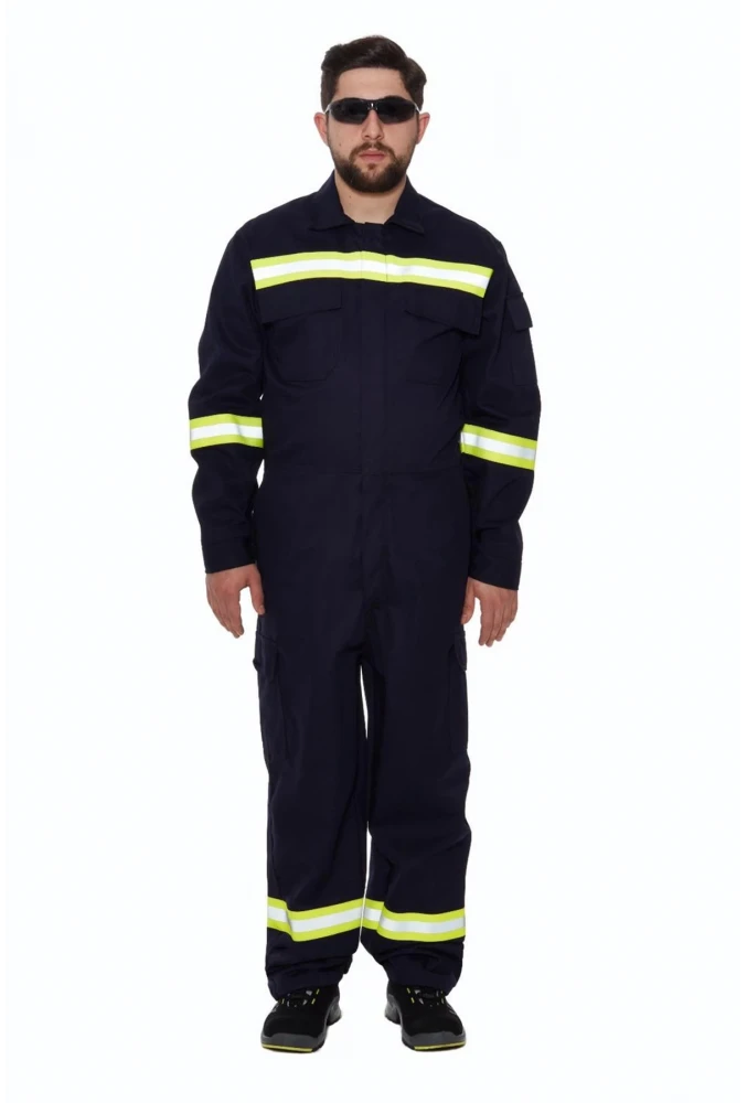 Alev Almaz Tulum Reflektörlü Koruyucu İş Tulumu Antistatik Yüksek Risk Alanlarına Uygun