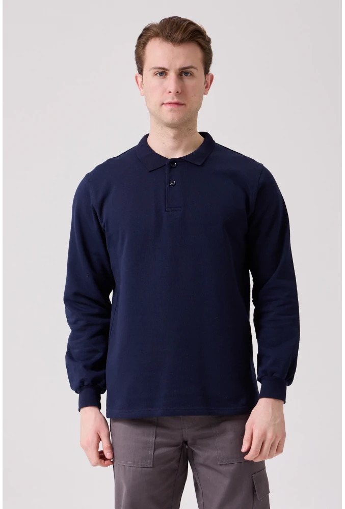 Galanthus Polo Sweat Erkek Uzun Kollu Pamuklu Sweatshirt İş ve Günlük Kullanım İçin