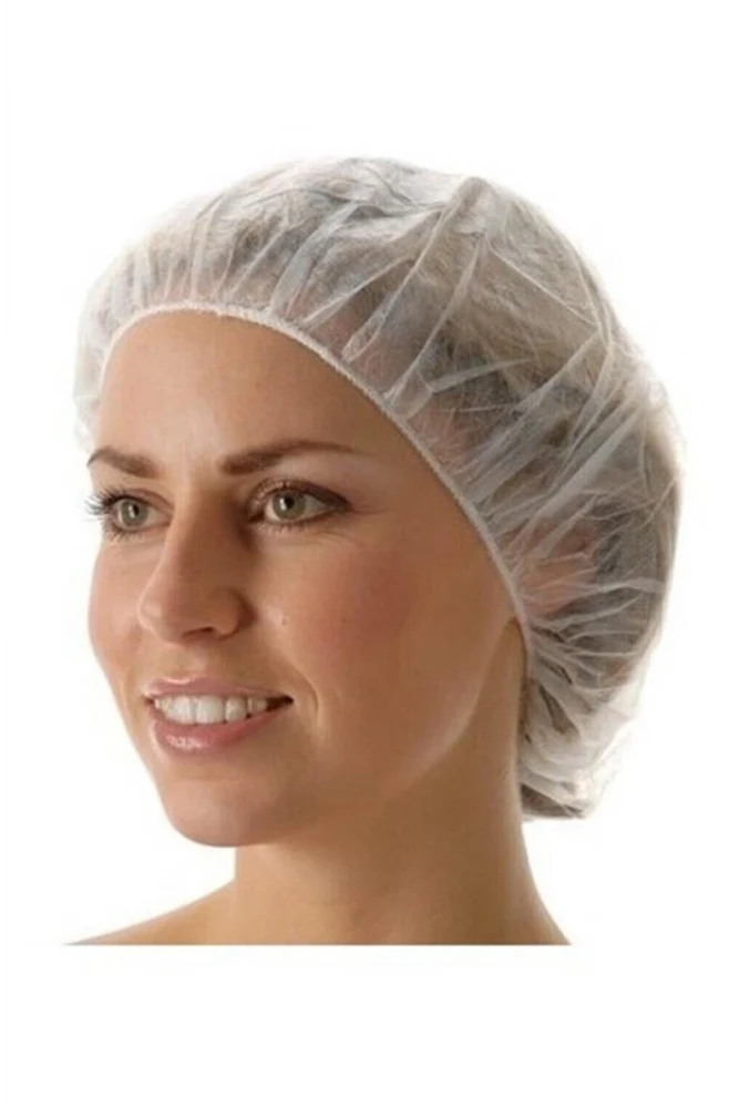 Tek Kullanımlık Kağıt Bone 100 Adet Hijyenik Nefes Alabilen Lastikli Saç Koruyucu Bone Beyaz