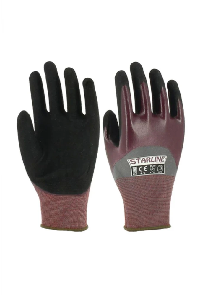 Starline E-151600 Köpük Nitril Kaplamalı İş Eldiveni Dayanıklı Kaymaz Tutuşlu Polyester Astar
