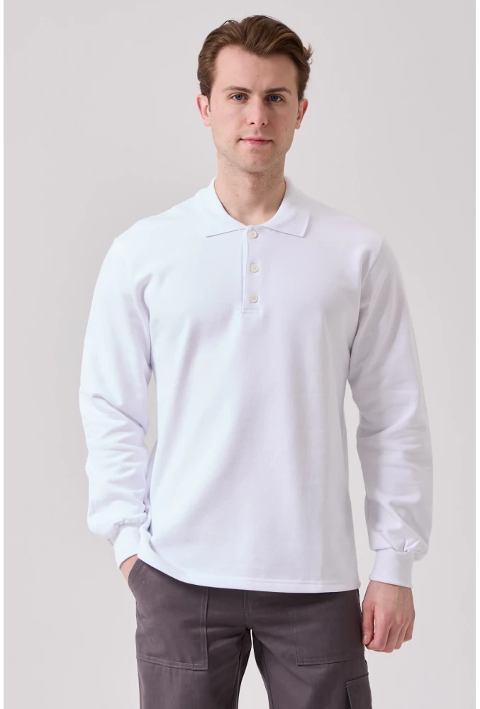Galanthus Polo Sweat Erkek Uzun Kollu Pamuklu Sweatshirt İş ve Günlük Kullanım İçin