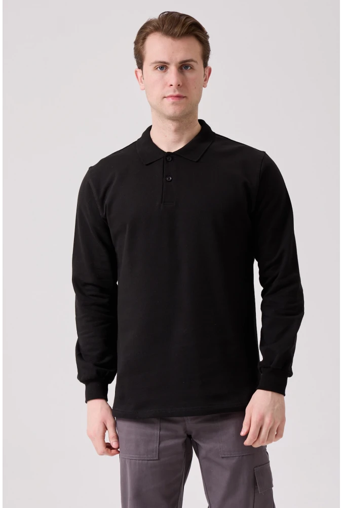 Galanthus Polo Sweat Erkek Uzun Kollu Pamuklu Sweatshirt İş ve Günlük Kullanım İçin