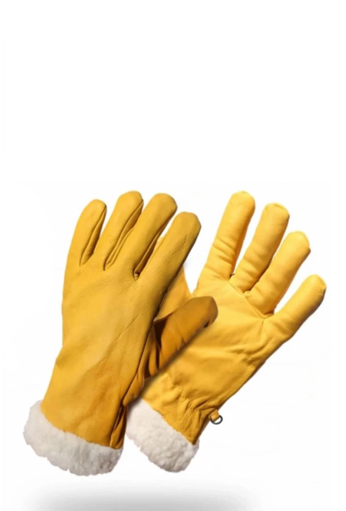 SHD İçi Kürklü Deri Eldiven Soğuk Havalara Uygun Isı Yalıtımlı Termal Astar Destekli Koruyucu Eldiven