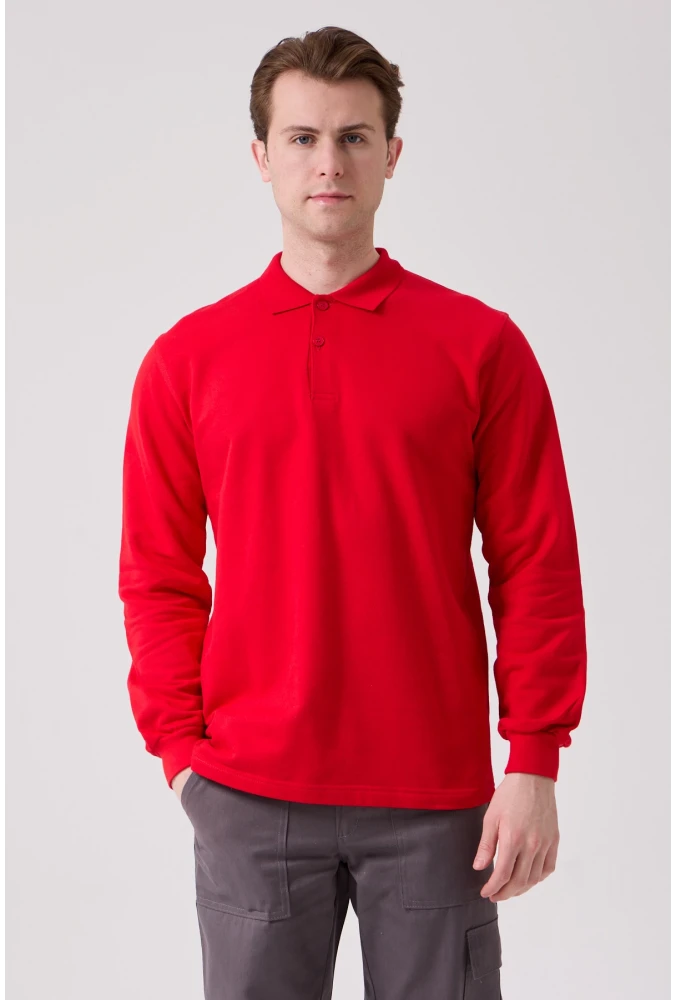 Galanthus Polo Sweat Erkek Uzun Kollu Pamuklu Sweatshirt İş ve Günlük Kullanım İçin